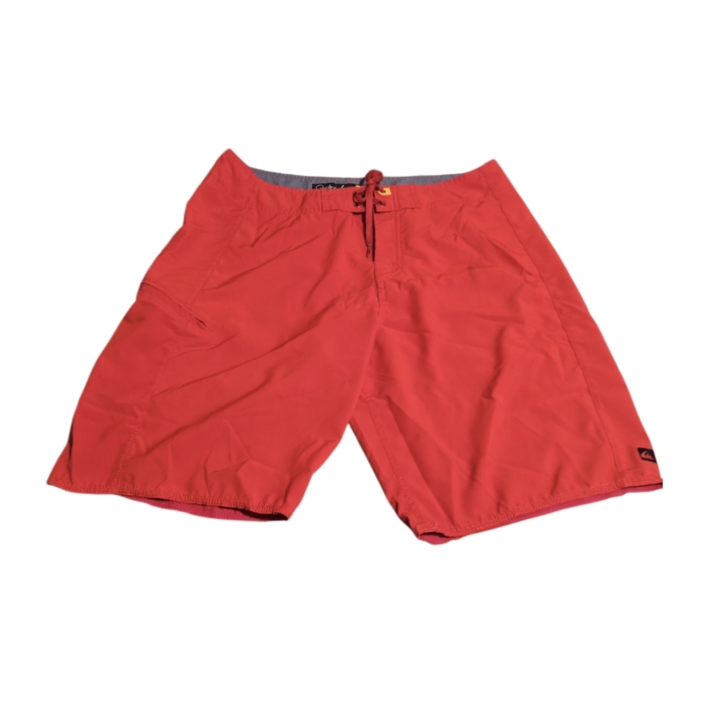 Quiksilver Waterman Red Gray Swim Summer Trunks  Men Size M Pre-Owned Eco Style - Picture 3 of 17
